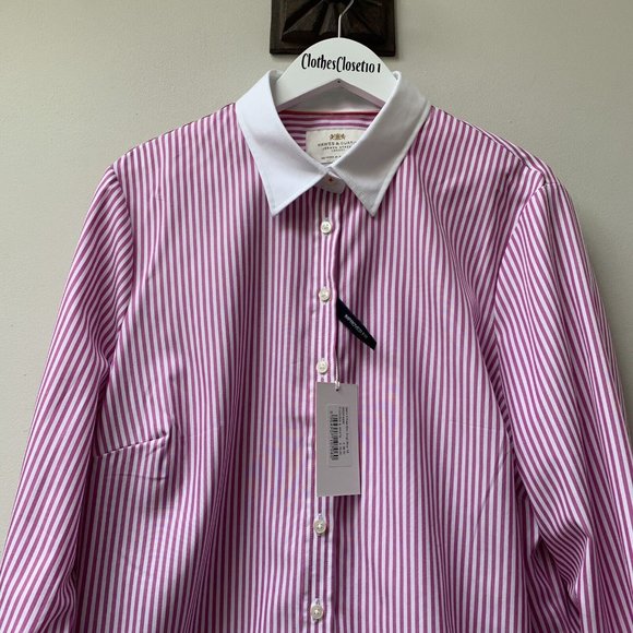 Hawes & Curtis Ladies Shirt Blouse Size 18 Pink Stripe Semi Fitted *NEW* - Picture 5 of 13